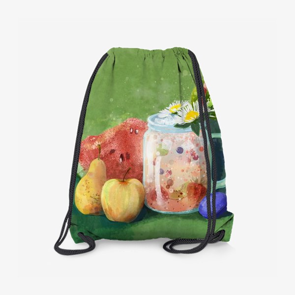 Рюкзак «Фруктовый лимонад, яблоко, груша, слива, арбуз, ромашки»