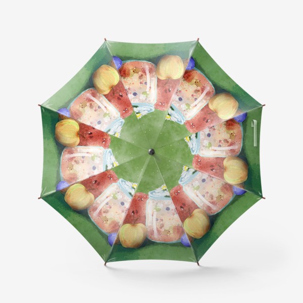 Зонт «Фруктовый лимонад, яблоко, груша, слива, арбуз, ромашки»
