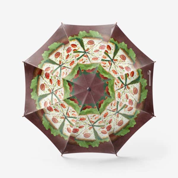 Зонт «Пицца с помидорами, оливками, грибами. Веганская.»