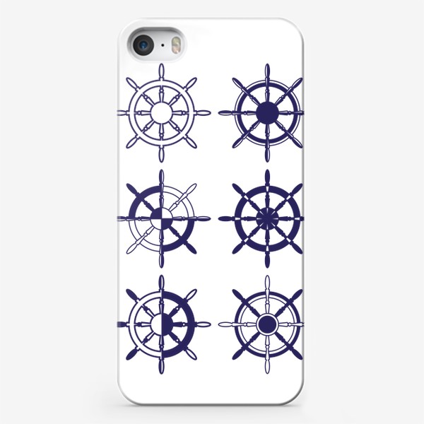 Чехол iPhone «паттерн бесшовный якоря от корабля на белом фоне орнамент »