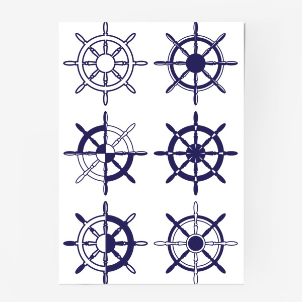 Постер «паттерн бесшовный якоря от корабля на белом фоне орнамент »