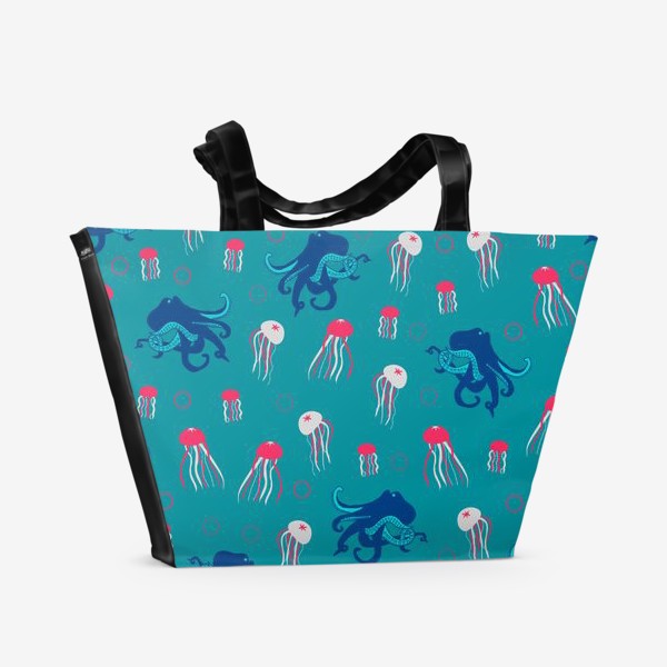 Пляжная сумка «Морская жизнь: осьминог и медузы»