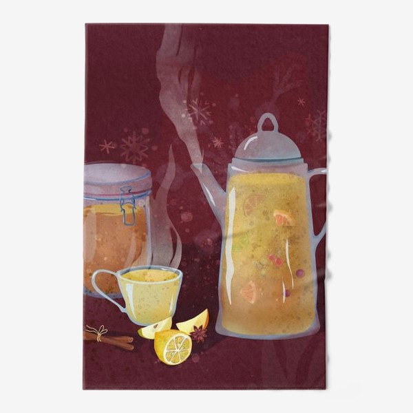 Полотенце «Медовый чай. Лимон, яблоко, корица, мед.»