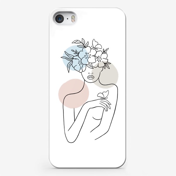 Чехол iPhone «Девушка с цветами 2 (лайн арт абстракция)»