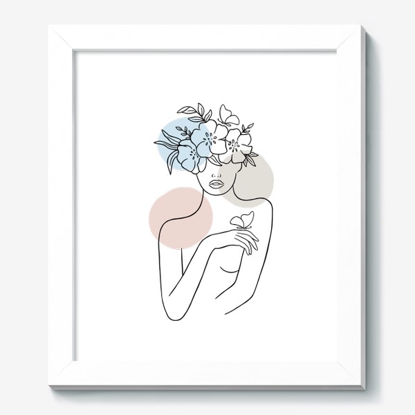 Картина «Девушка с цветами 2 (лайн арт абстракция)»