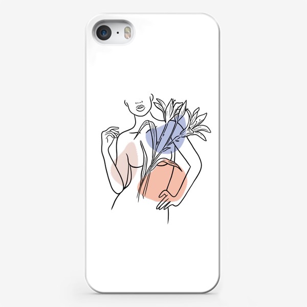 Чехол iPhone «Девушка с лилиями (абстракция, графика)»
