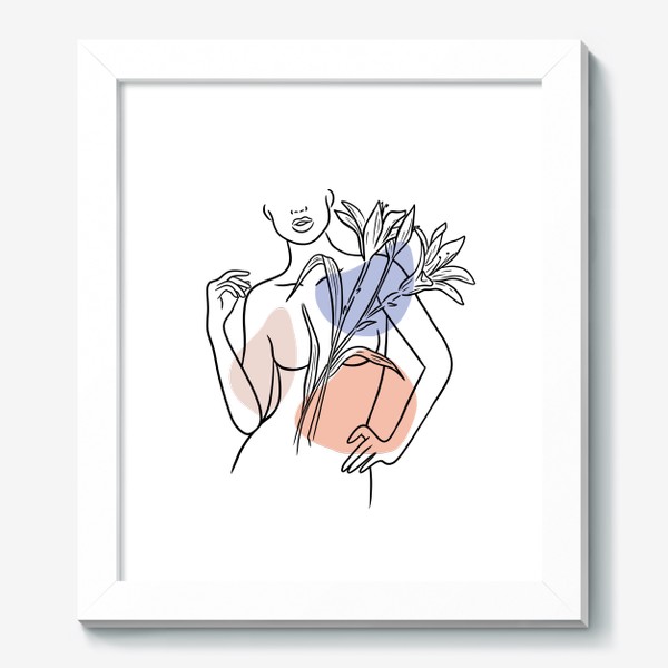 Картина «Девушка с лилиями (абстракция, графика)»