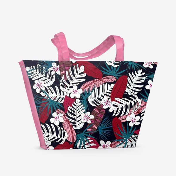Пляжная сумка «тропики, цветы и пальмы»