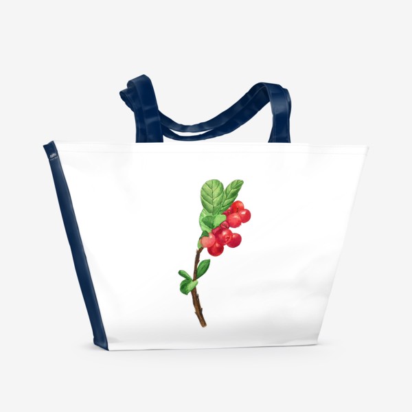 Пляжная сумка «Брусника акварельная вкусная ягода красная »