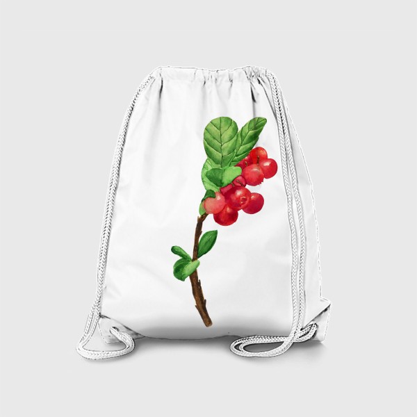 Рюкзак «Брусника акварельная вкусная ягода красная »