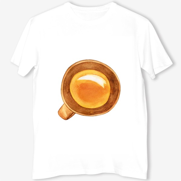 Футболка «Акварельная глиняная коричневая чашка с чаем»