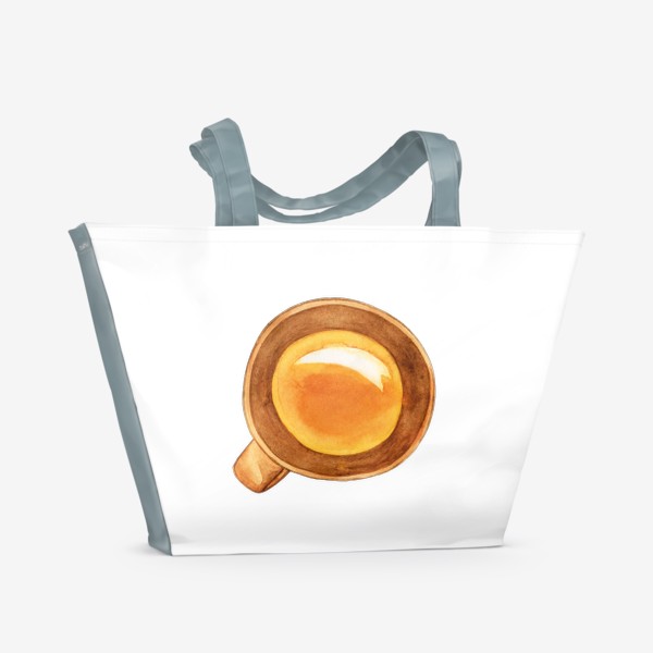 Пляжная сумка «Акварельная глиняная коричневая чашка с чаем»