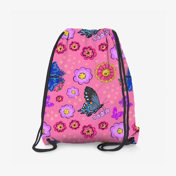 Рюкзак «Бабочки и цветы. Яркий паттерн.»
