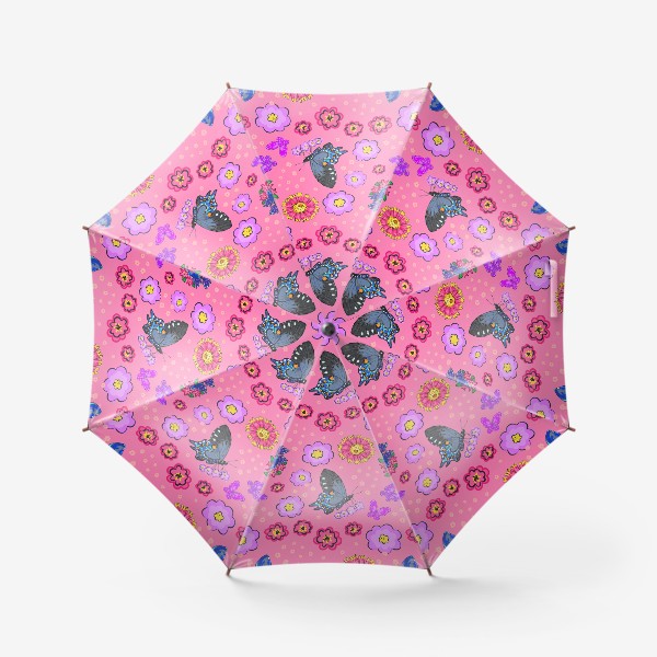 Зонт «Бабочки и цветы. Яркий паттерн.»