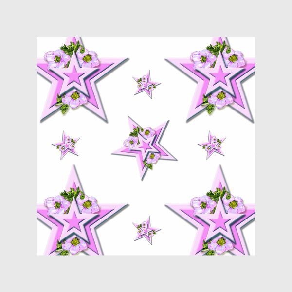 Шторы «Розовые цветы и звезды»