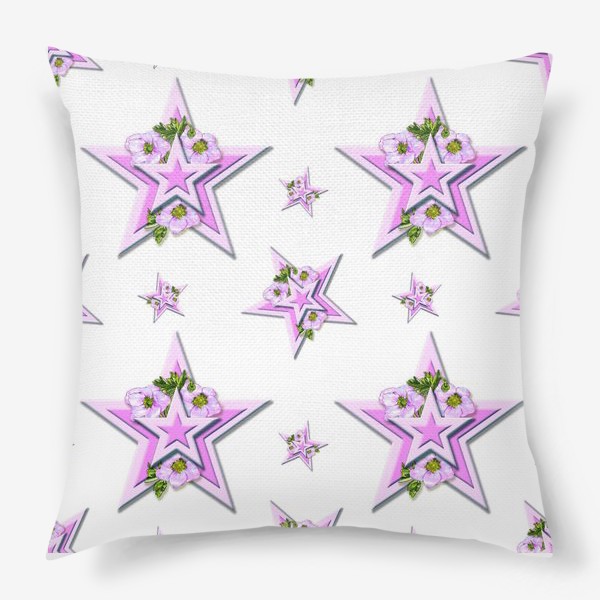 Подушка «Розовые цветы и звезды»