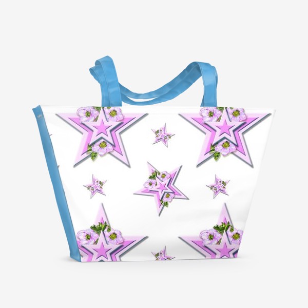Пляжная сумка «Розовые цветы и звезды»