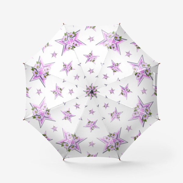 Зонт «Розовые цветы и звезды»