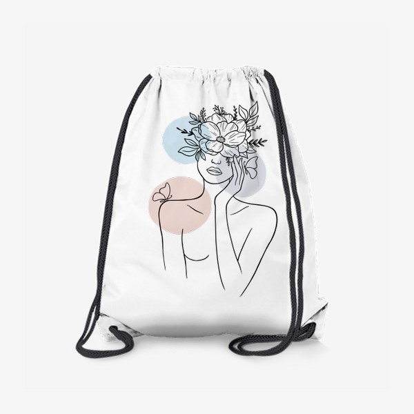 Рюкзак «Девушка с цветами (лайн арт абстракция)»