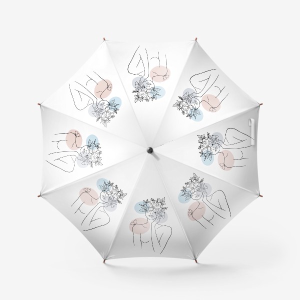 Зонт «Девушка с цветами (лайн арт абстракция)»