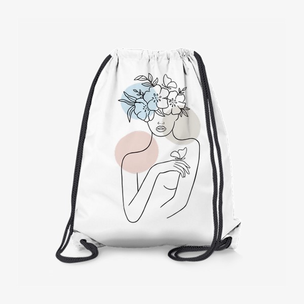 Рюкзак «Девушка с цветами 2 (лайн арт абстракция)»