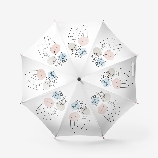 Зонт «Девушка с цветами 2 (лайн арт абстракция)»