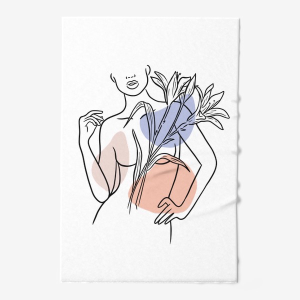 Полотенце «Девушка с лилиями (абстракция, графика)»