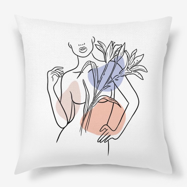 Подушка «Девушка с лилиями (абстракция, графика)»