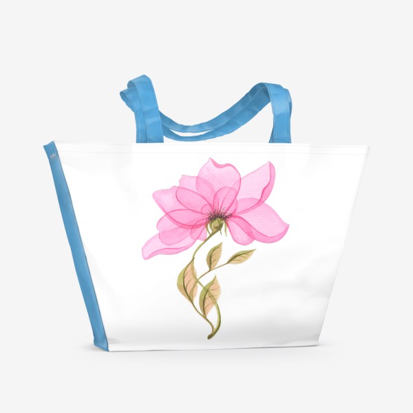 Пляжная сумка &laquo;Нежный розовый цветок прозрачный, Акварельный.&raquo;