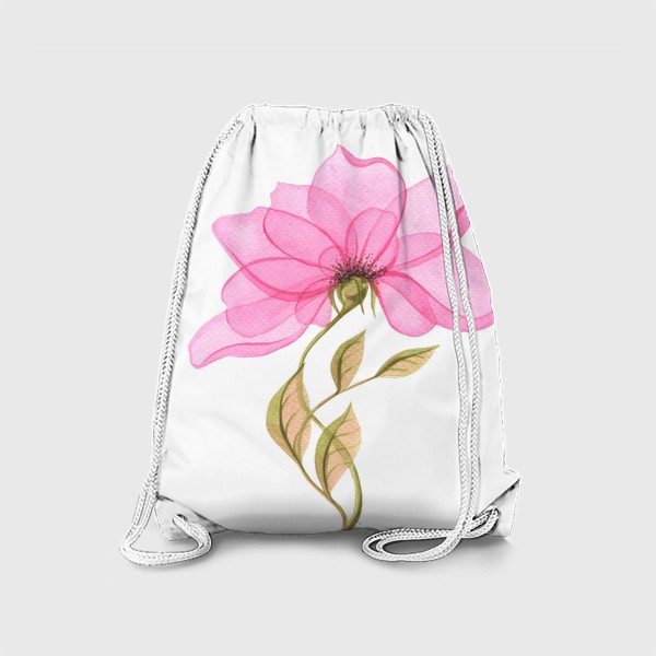 Рюкзак &laquo;Нежный розовый цветок прозрачный, Акварельный.&raquo;