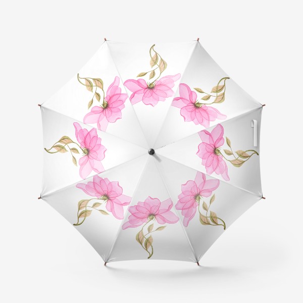 Зонт &laquo;Нежный розовый цветок прозрачный, Акварельный.&raquo;