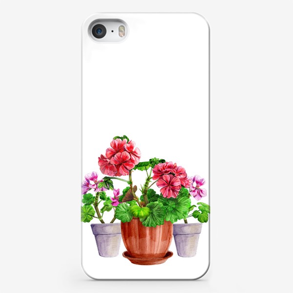 Чехол iPhone «Герань. Цветы в горшках.»