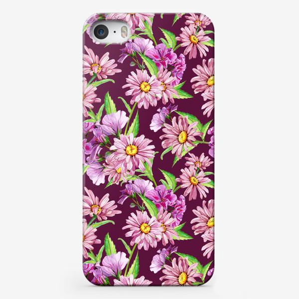 Чехол iPhone &laquo;Цветы герань и ромашки&raquo;