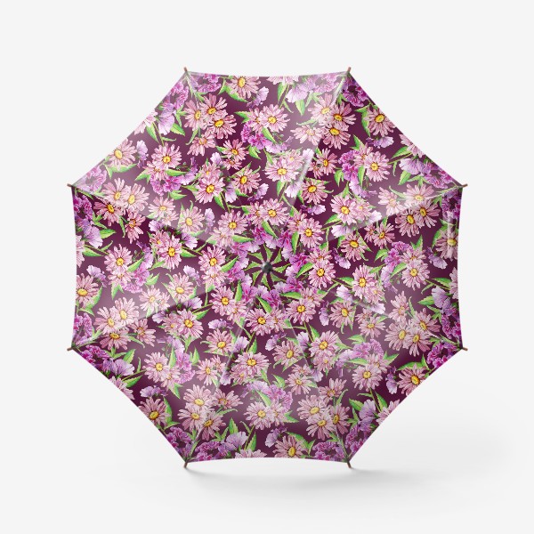 Зонт «Цветы герань и ромашки»