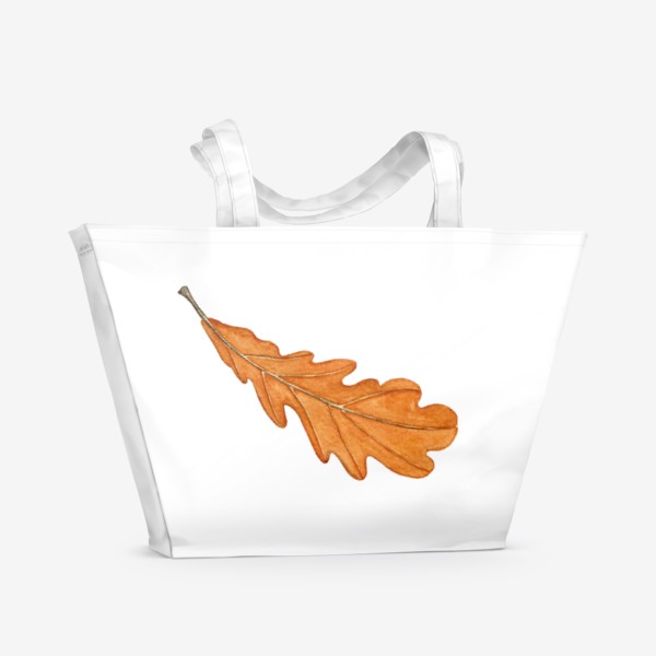 Пляжная сумка «Лист дубовый акварельный осенний»