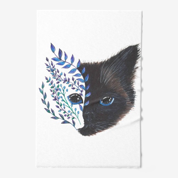 Полотенце «Сиамский кот и ветки с градиентом»