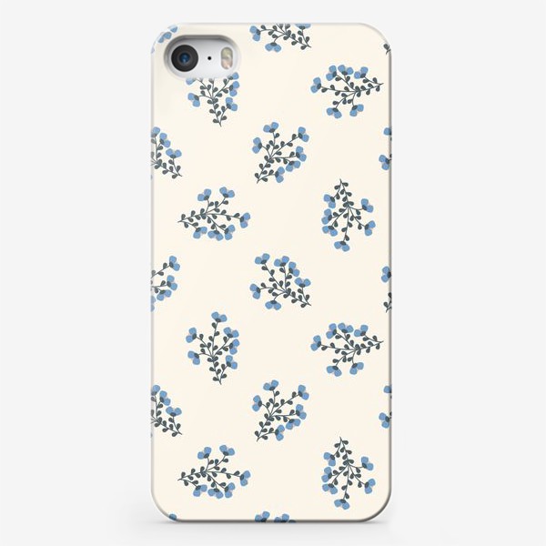 Чехол iPhone «Мелкие голубые цветы на ветках»