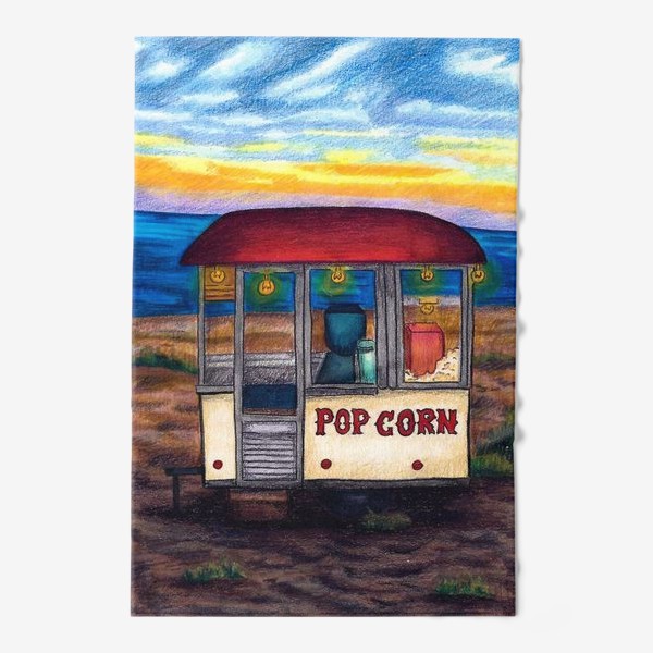 Полотенце «Вагончик с попкорном на пляже»