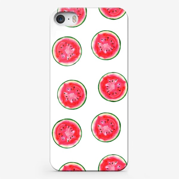 Чехол iPhone «Акварельный сладкий арбуз на белом»