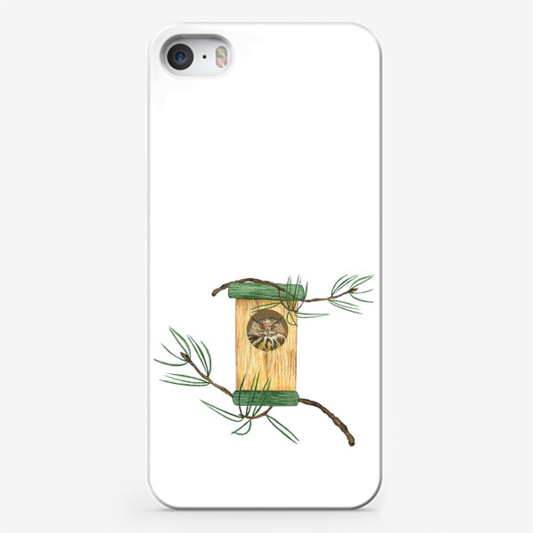 Чехол iPhone «Филин или сова в скворечнике, акварельная лесная птица»