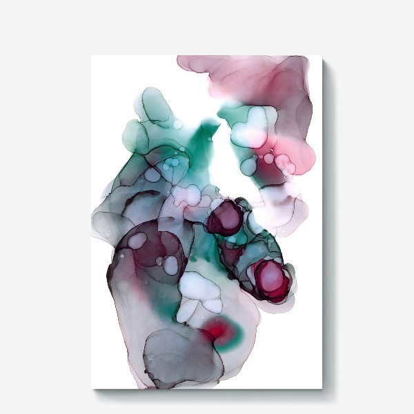 Холст &laquo;Abstract colorful space pattern - Абстрактный красочный космический узор со светлыми пятнами и бордовыми пузырьками&raquo;