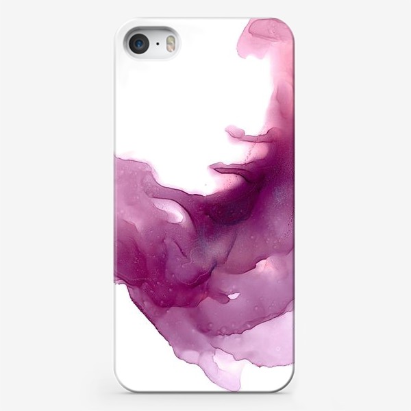 Чехол iPhone «Translucent elegantly curved splash - Струящийся полупрозрачный изящно изогнутый объемный всплеск малинового дыма»