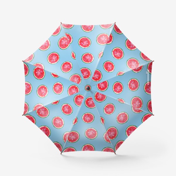Зонт «Летний арбуз на голубом, акварельная иллюстрация»