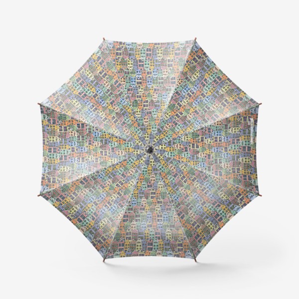 Зонт «Милые европейские домики, разноцветные. Акварельный паттерн.»