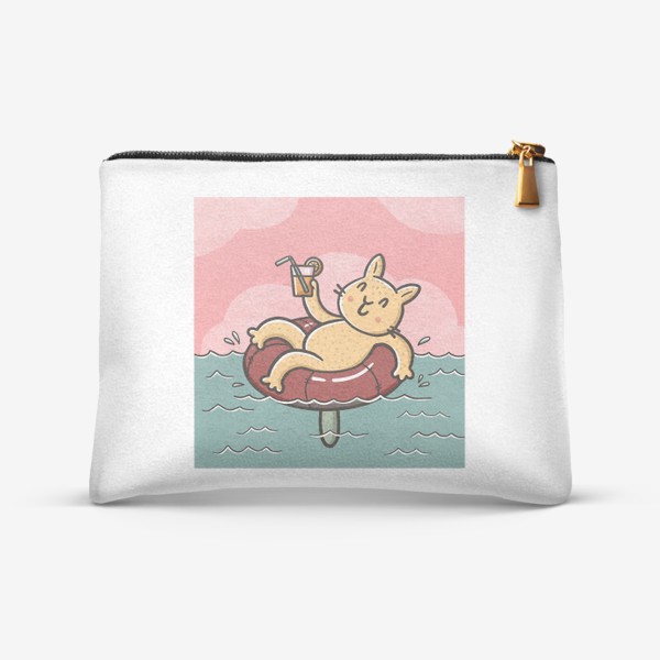 Косметичка «Милый кот отдыхает на море с коктейлем »