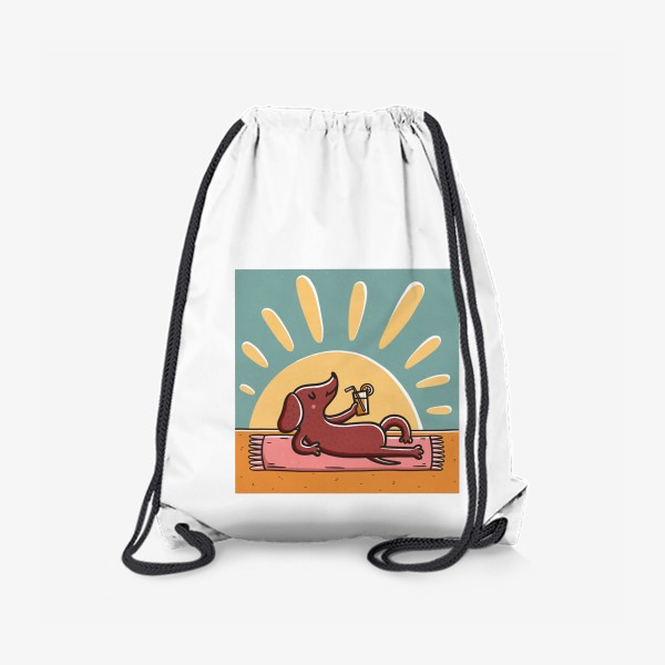 Рюкзак «Милая такса отдыхает на пляже»