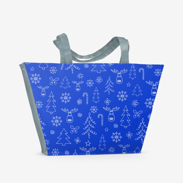 Пляжная сумка «Узор с елочками на синем»