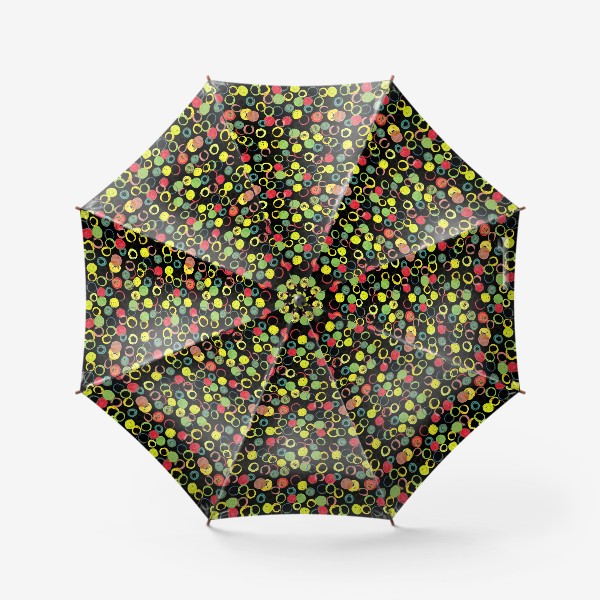 Зонт «круги акварель на чёрном»