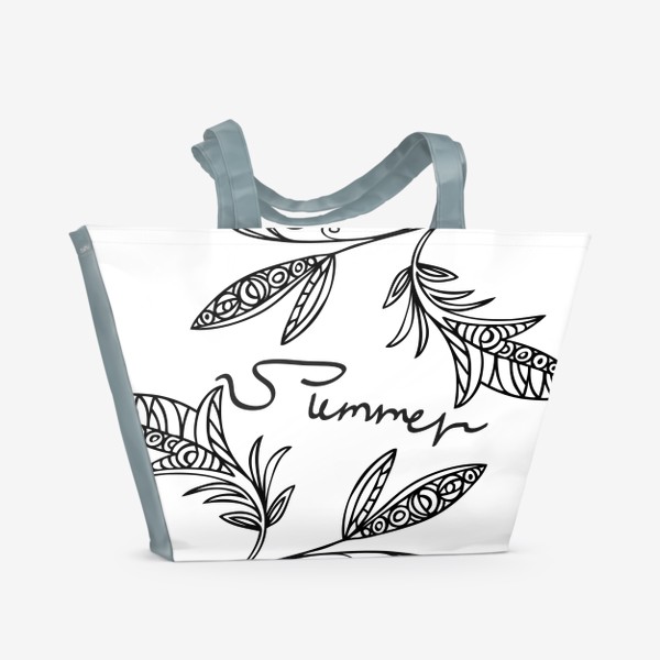 Пляжная сумка &laquo;графика ветки орнамент с надписью лето&raquo;