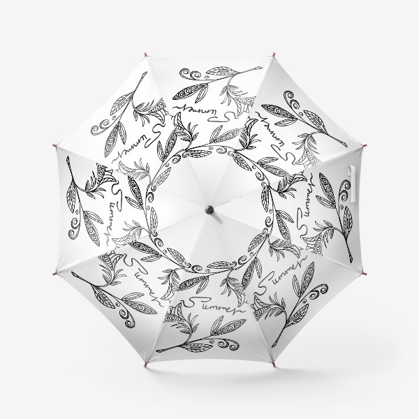 Зонт &laquo;графика ветки орнамент с надписью лето&raquo;